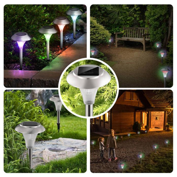 8 Pack Solar Garden Lights Outdoor Waterproof Solar Pathway Color Changing Landscape Lamps