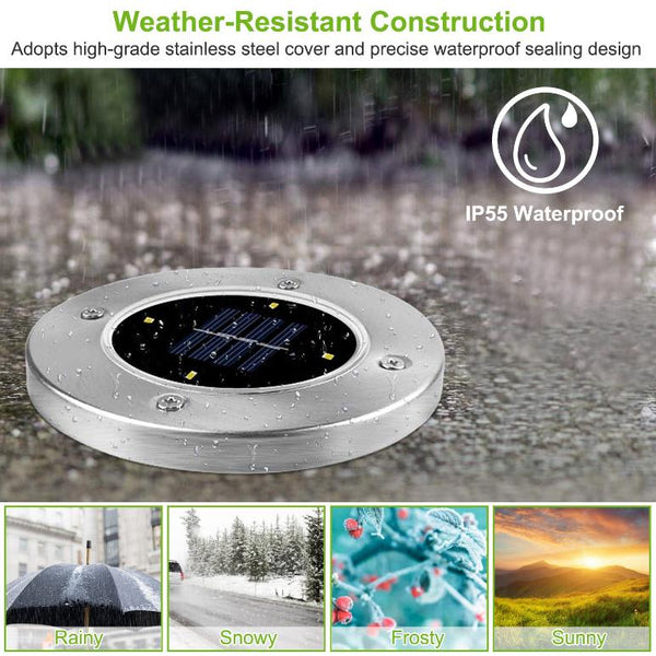 4 Pack Solar Ground Light Waterproof In-Ground Path Deck Lawn Patio Light