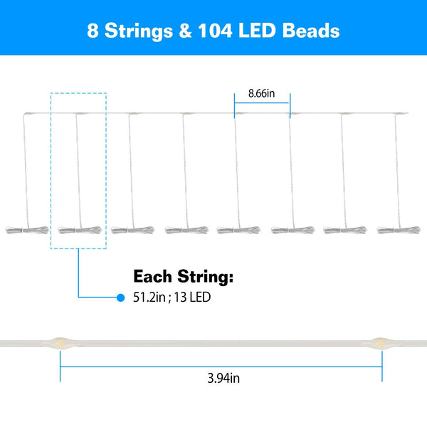 Solar String Lights for Umbrella Outdoor Parasol Waterproof 104 LED Warm White
