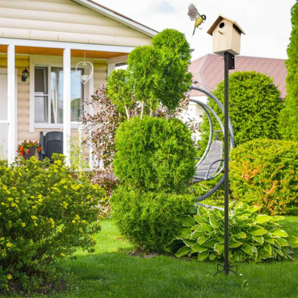 Bird House Pole Kit Stand Stake Adjustable Height Bird Feeder Lawn Mount Perch