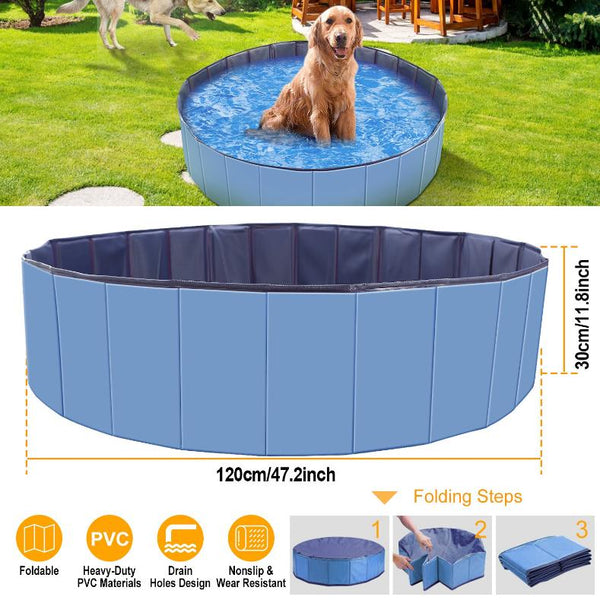 Foldable Pet Kiddie Baby Swimming Pool Dog Swim Bathing Tub Playmat Kids Pools 4 FT