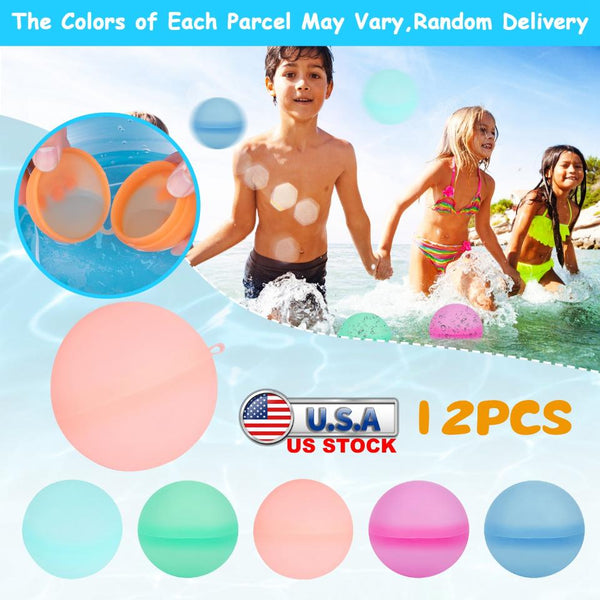 12Pcs Reusable Water Balloons Refillable Silicone Water Bombs for Water Games Water Balls for Summer Fun