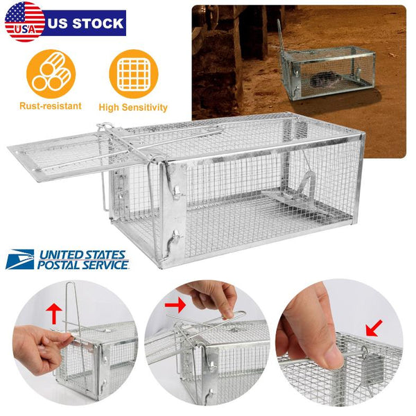 Rat Trap Cage Humane Live Rodent Trap Cage Metal Mice Mouse Control Bait Catch