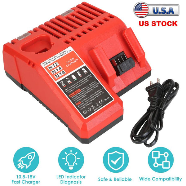 M12 M18 Rapid Fast Charger Fit for Milwaukee 10.8-18V Battery