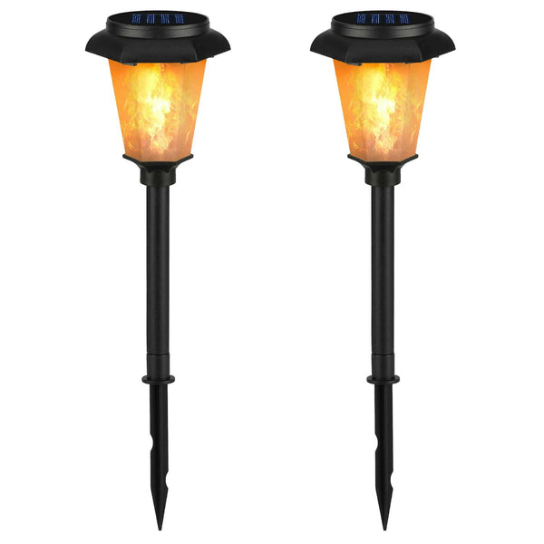 2 Pack Solar Flame Torch Light Flickering Flame Stake Lamp Decorative Landscape Lamp