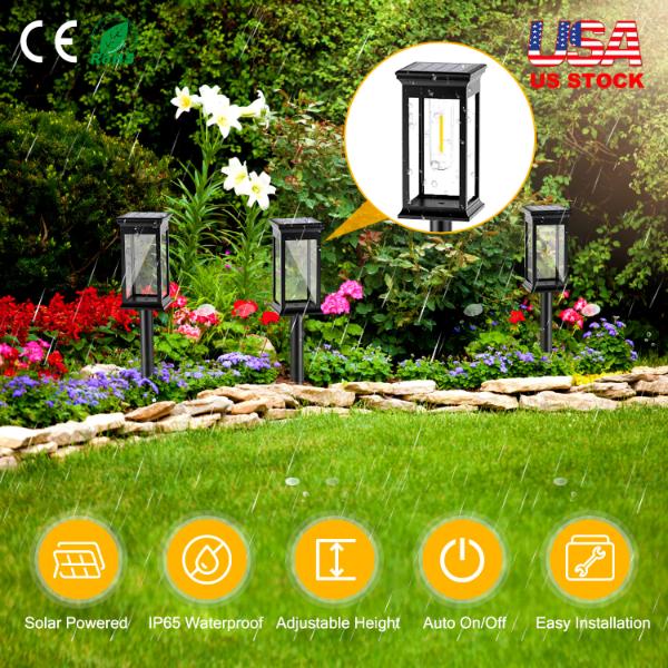 6 Pack Solar Powered Stake Lights Outdoor Pathway Decorative Landscape Lamps