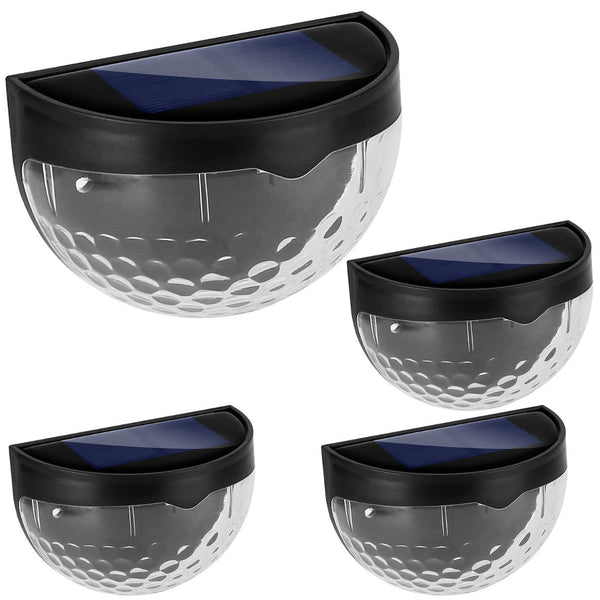 4Pcs Solar Fence Half Dome Lights Outdoor Dusk To Dawn Sensors Deck Wall Lamps