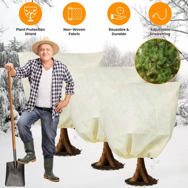 3Pcs Winter Plant Cover Bags Plant Freeze Protector Reusable Frost Blanket 32.67x43.3in