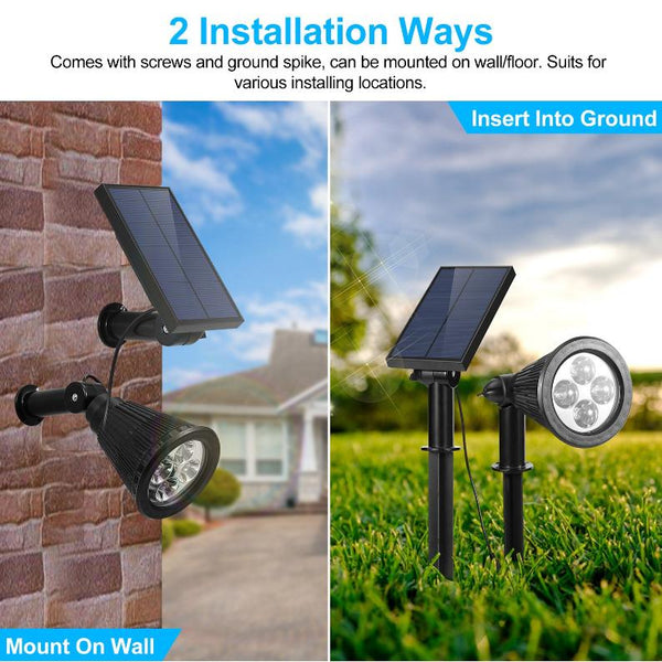Solar Powered Spotlight Dusk To Dawn Light Wall Path Lawn Garden Lamp Waterproof