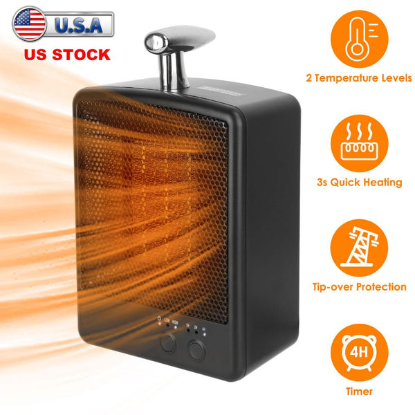 1000W Small Portable Electric Space Heater Personal Tip Over & Overheat Protection Adjustable Temp