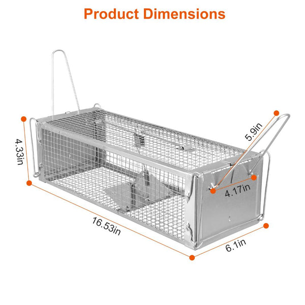 Humane Dual Door Rat Trap Cage Live Rodent Metal Mesh Mice Mouse Control
