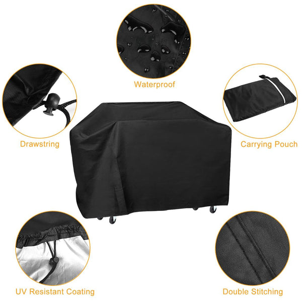 BBQ Grill Cover Weather Resistant Outdoor Barbeque UV Resistant Adjustable Straps 57-inch