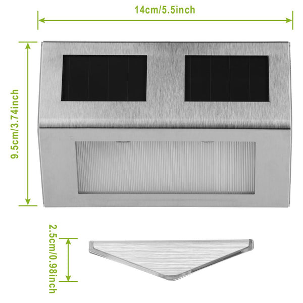 2 Pack Solar Light LED Wall Lamp Stair Step Outdoor Waterproof Security Light Auto On Off