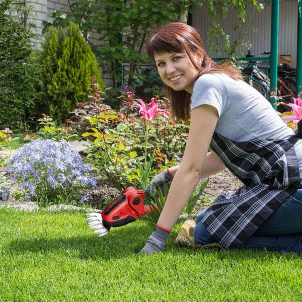 24V Cordless Handheld Grass Shear Hedge Trimmer with 90° Cutting Angle 2Pcs Replaceable Blades Electric Shrub Trimmer Hedge Cutter with Detachable Bat