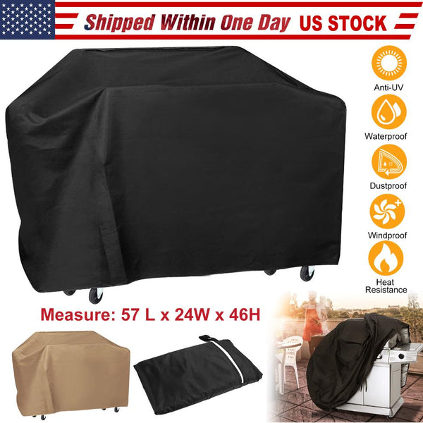 BBQ Grill Cover Weather Resistant Outdoor Barbeque UV Resistant Adjustable Straps 57-inch