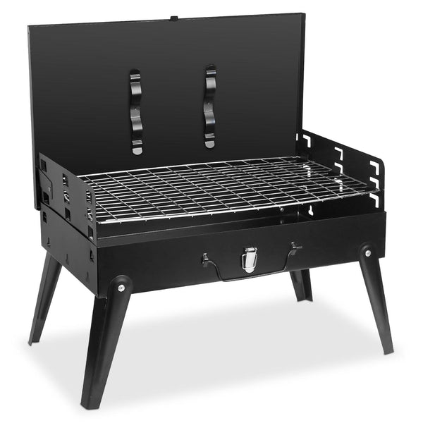 Small Portable Charcoal Grill Foldable BBQ Suitcase Grill Shelf For Outdoor Camping Picnics Garden Grilling