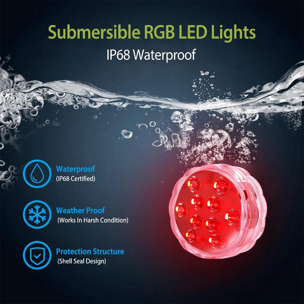 4Pcs Submersible RGB LED Lights Waterproof Underwater Color Changing Remote Control