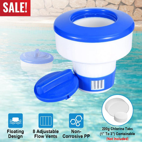 Floating Pool Chlorine Dispenser Chemical Holder Tablet Swimming Pools Spa Hot Tub