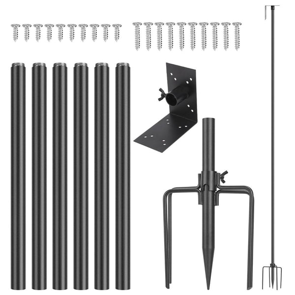 Bird House Pole Kit Stand Stake Adjustable Height Bird Feeder Lawn Mount Perch