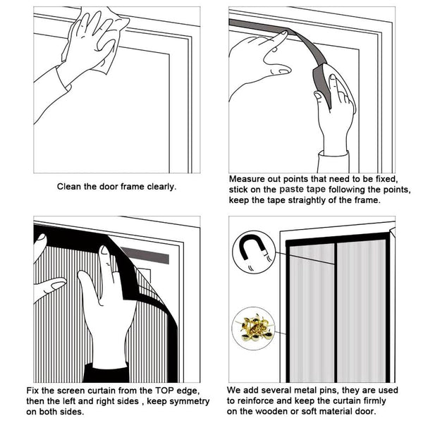Magnetic Mesh Curtain Hands-free Fly Mesh Door Curtain 39x82” Self-adhesive Door Screen Anti Mosquito Bugs