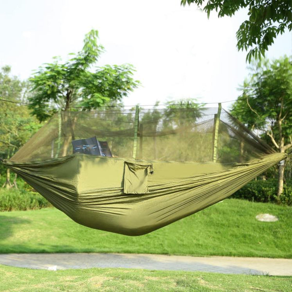 2 Person Hammock w/ Mosquito Net Outdoor Hiking Camping Portable Swing Hanging Bed 600lb Load