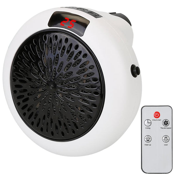 900W Portable Heater Fan Wall Outlet Space Heater Plug-in Adjustable Temp Auto Shut-Off