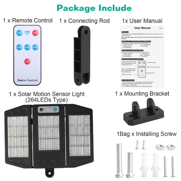 Solar Wall Light Outdoor 264Pcs LED Beads Motion Sensor Wireless Lamps Waterproof Lighting