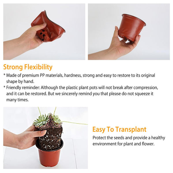 100Pcs Plastic Plant Nursery Pots Garden Seedlings Flower Container Seed Starting Pots 100mm 3.94in