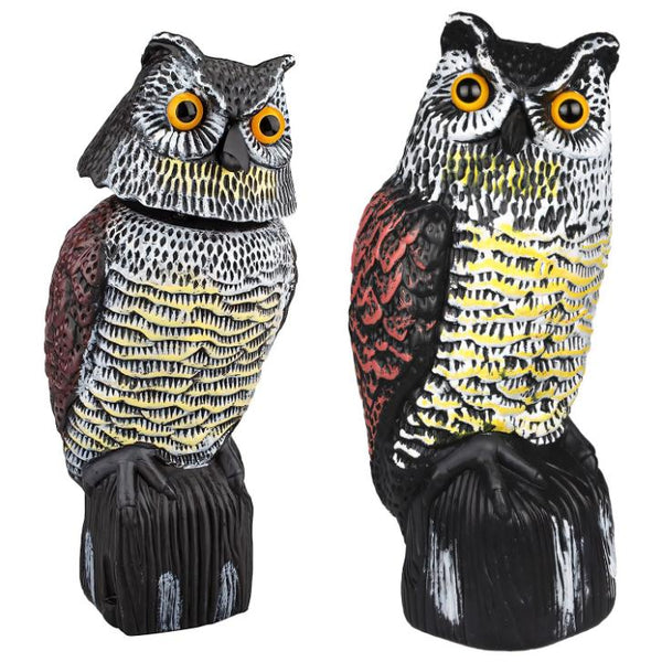 Solar Powered Owl Decoy with Flashing Eye Hoot Sound Infrared Sensor Scare Bird Squirrel Away Pest Repellent Bird Deterrent Outdoor Garden Yard Protec