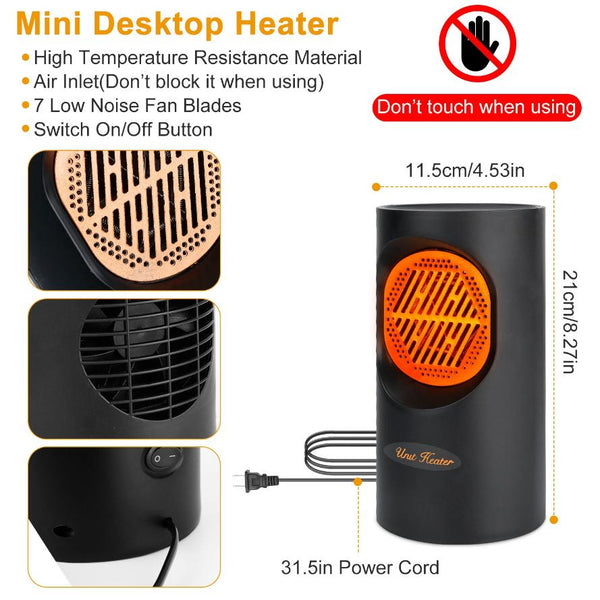 300W Mini Heating Unit Portable Electric Small Heater Fan Portable Floor Desktop