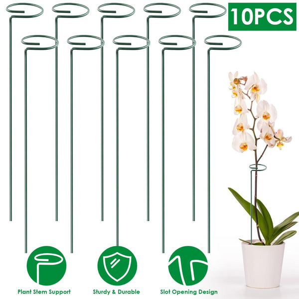 10Pcs 10in Plant Support Stakes Garden Flower Single Stem Support Stake Iron Plant Cage Support Ring For Tomatoes Orchid Lily Peony Rose Flower Amaryl