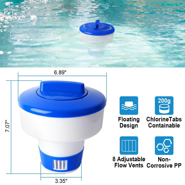 Floating Pool Chlorine Dispenser Chemical Holder Tablet Swimming Pools Spa Hot Tub