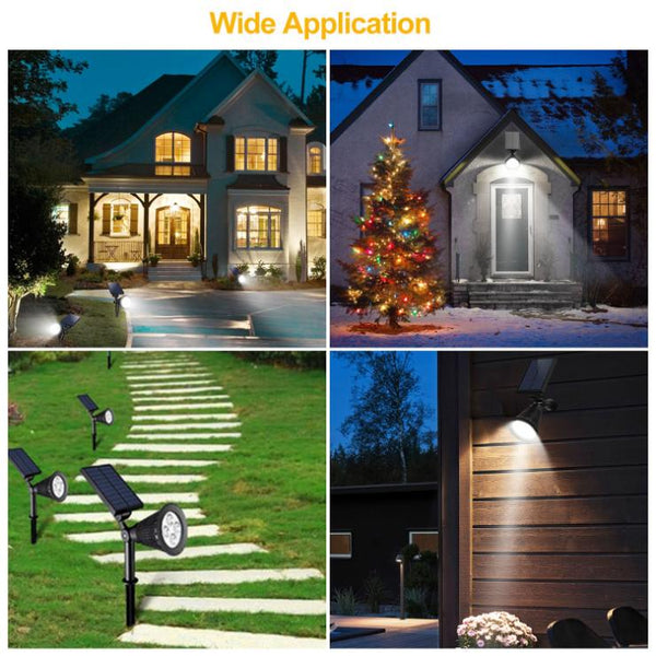 2 Pack Solar Spotlight Outdoor Dusk To Dawn Light Wall Path Lawn Garden Lamp