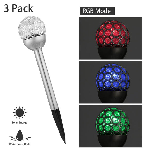 3 Pcs Outdoor Solar Light Balls RGB Light Garden Decor Lamp Landscape Christmas