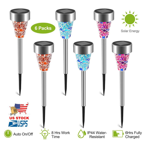 6 Pack Solar Garden Lights Outdoor Solar Pathway Lights Water-resistant Landscape Lights