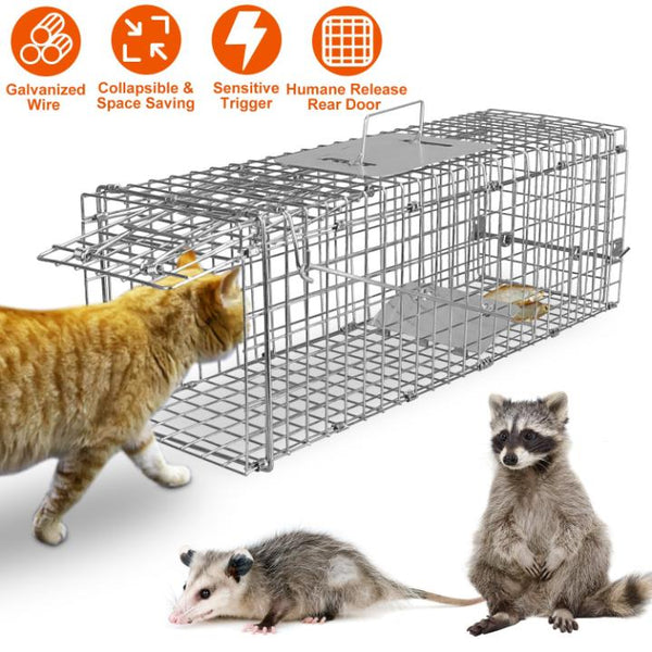 Humane Trap Cage Catch Release Live Small Animal Rodent Cage Collapsible Metal Wire