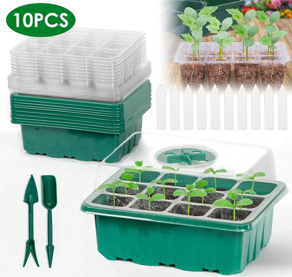 10Pcs Seed Starter Tray Kit Reusable Seeding Propagator Growing Germination Tray
