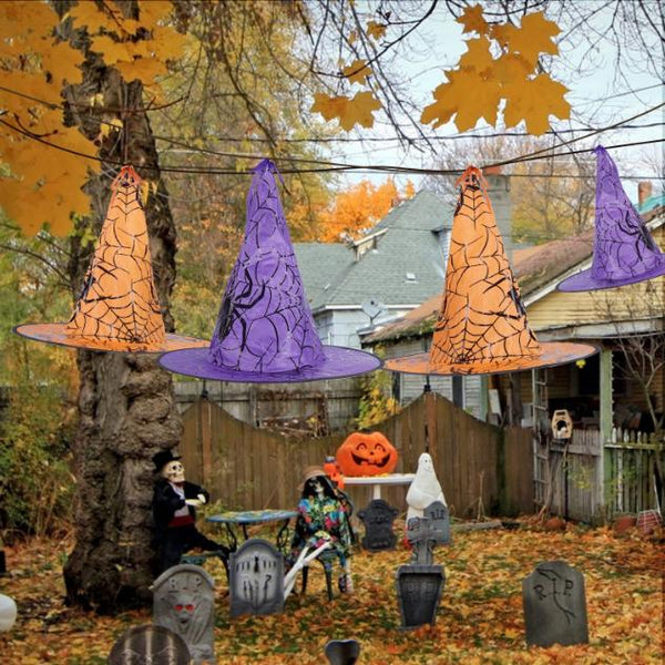 8 Pack Witch Hat Hanging String LED Light Glowing Halloween Decoration 8 Lighting Modes