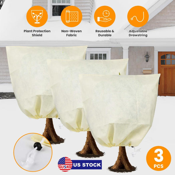 3Pcs Winter Plant Cover Bags Plant Freeze Protector Reusable Frost Blanket 32.67x43.3in