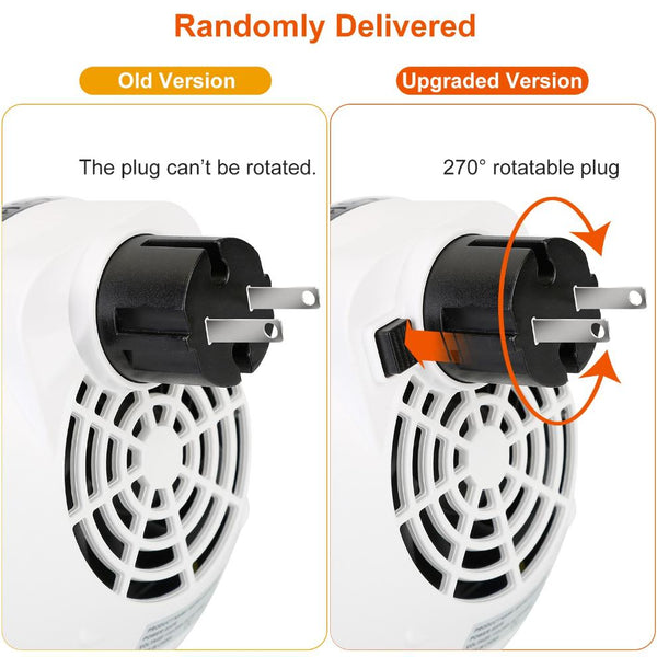 900W Portable Heater Fan Wall Outlet Space Heater Plug-in Adjustable Temp Auto Shut-Off