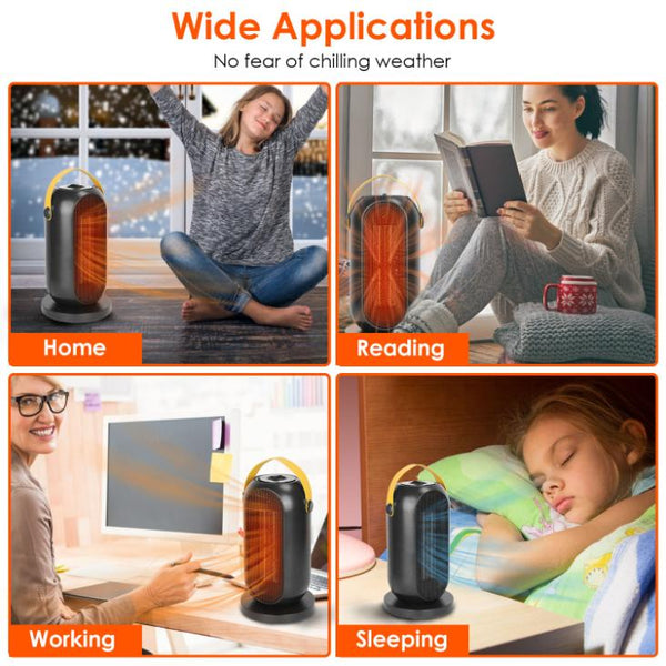 1200W Portable Electric Fan Heater PTC Ceramic Oscillation Low Noise Heating Fan