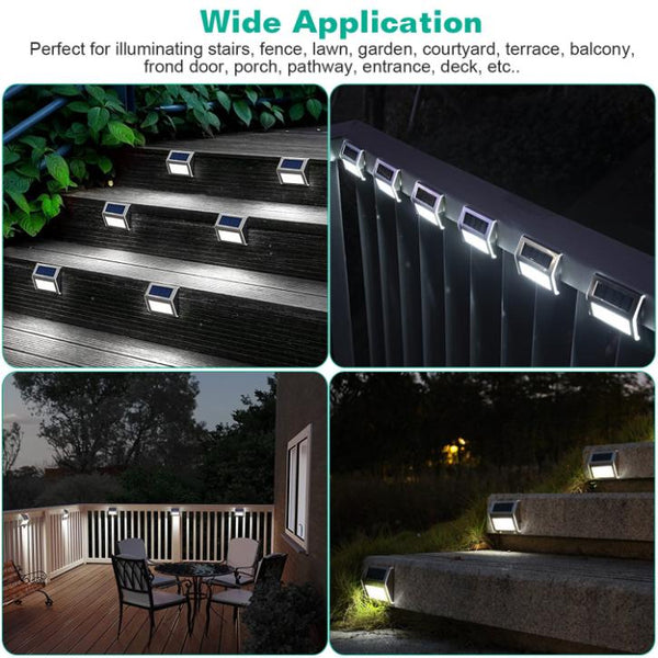 6 Pack Solar Step Lights Outdoor Deck Lights LED Fence Lamps Outside Garden Backyard Patio