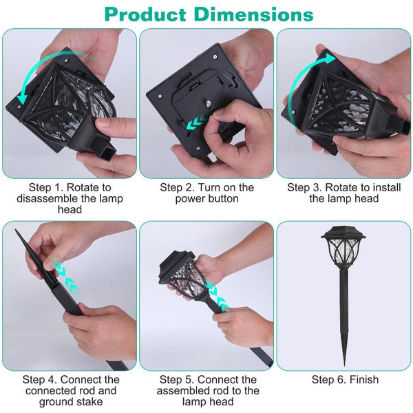 6 Pack Solar Powered Stake Light Decorative Landscape Lamps Waterproof Auto On/Off