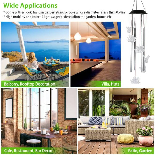 Solar Wind Chime Lights Bee Decorative Lamp 7 Color Changing Hanging String Lights