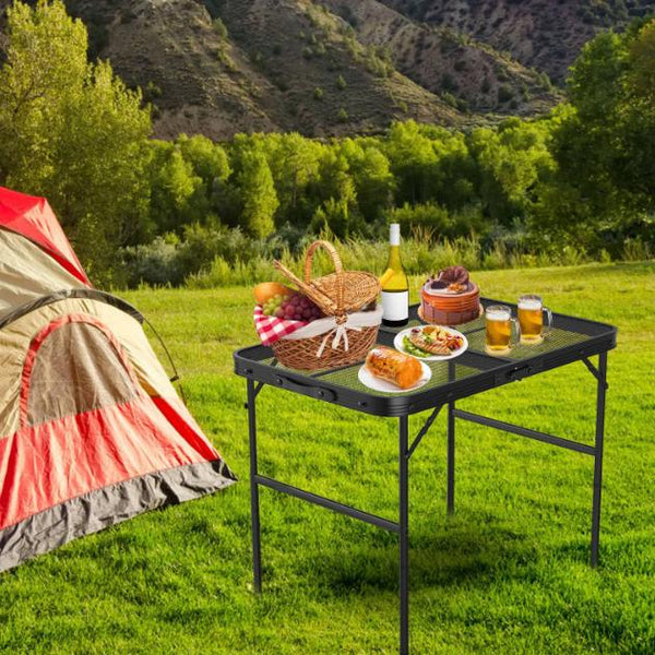 Foldable Camping Table Collapsible Picnic Aluminum Alloy Grill Stand 88LBS Max Load Height Adjustable BBQ Table