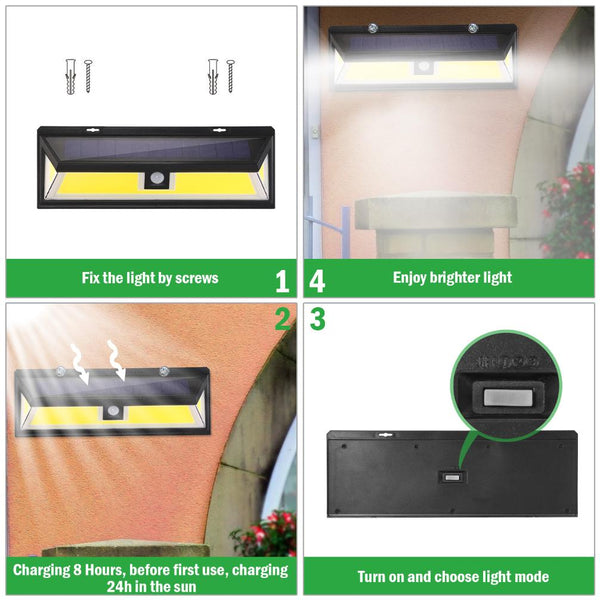 Solar Lights 180 LED Wall Light Outdoor Motion Sensor Lamp 270° Wide Angle