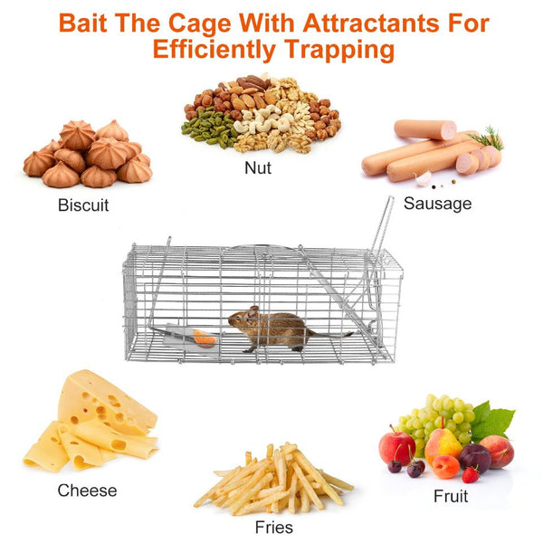 Foldable Rat Trap Cage Humane Live Rodent Trap Cage Metal Mice Mouse Control Bait Catch