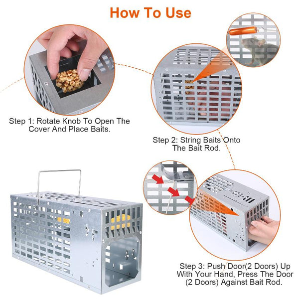 Humane Live Mouse Trap Reusable Metal Rat Rodent Cage Catch Release Pet Child Safe No Kill