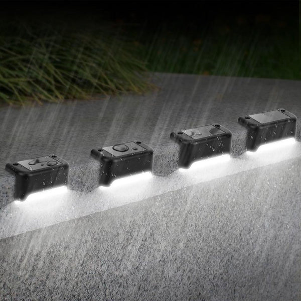 4 Pack Solar LED Step Lights Outdoor Dusk To Dawn Sensors Fence Lamps Stairs Yard Railing