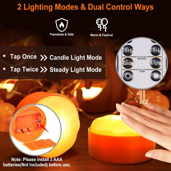 4 Pack Halloween LED Pumpkin Lights Battery Operated Decoration Lights Remote Control